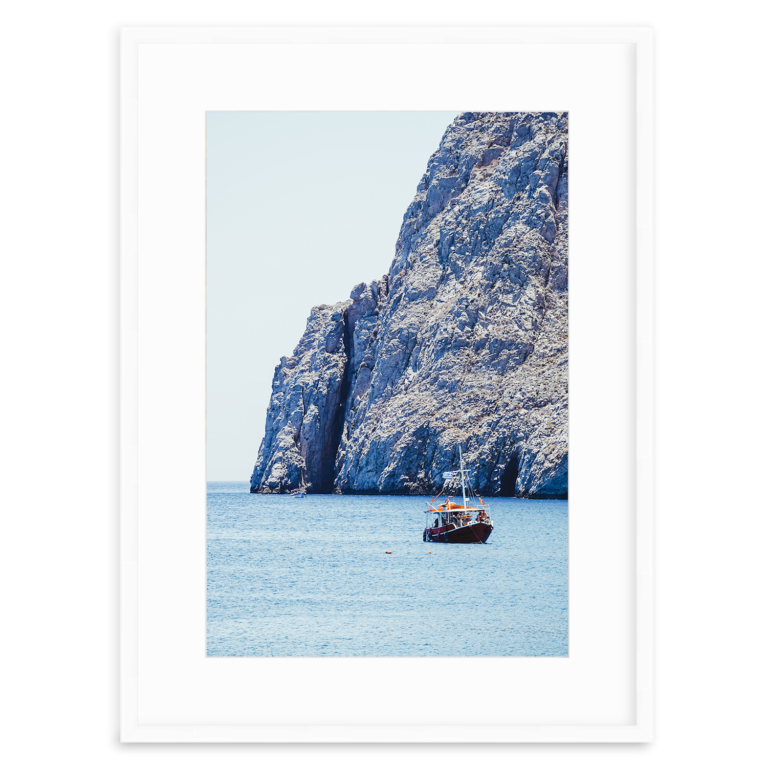 Santorini, Greece on the Mediterranean Sea available as Framed