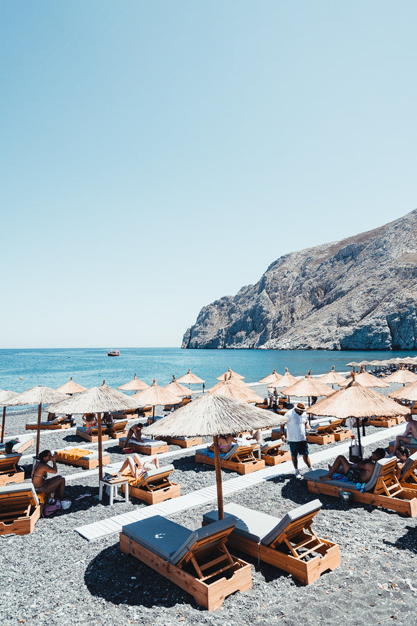 The beaches in Santorini are much different than other beaches in Greece due to their special geological features. Red and black volcanic pebbles lay the shores of Santorini beaches and cliffs provide a picturesque ambience of unique beauty. The most famous of Santorini beaches is the Red beach, while particularly popular are Perissa beach, Kamari beach and Perivolos beach.